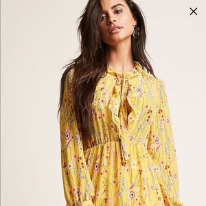 Tie Neck Floral Dress